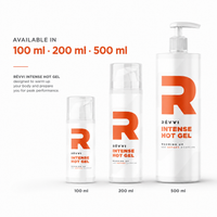 RÉVVI Intense Hot Gel in drie beschikbare formaten: 100 ml, 200 ml en 500 ml.